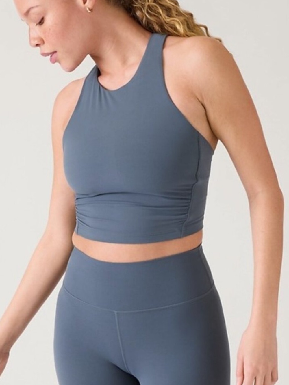 Athleta Twist High-Neck Crop Top - Slate